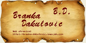 Branka Dakulović vizit kartica